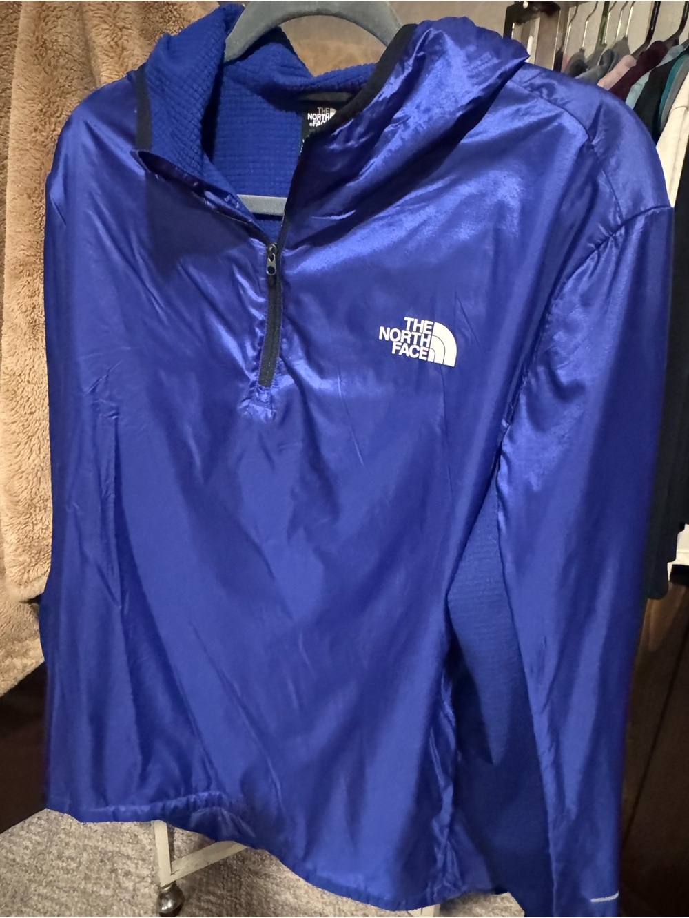 The North Face women’s Blue Hooded Half-Zip Pullover